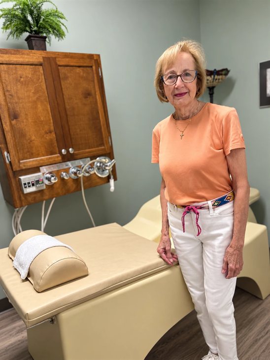 Diane Simmons in the colon hydrotherapy treatment room